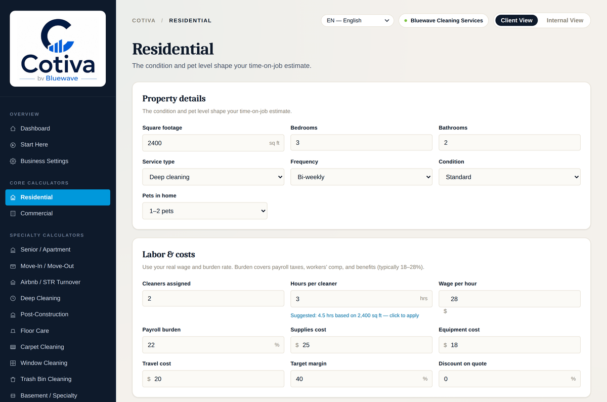 Residential calculator